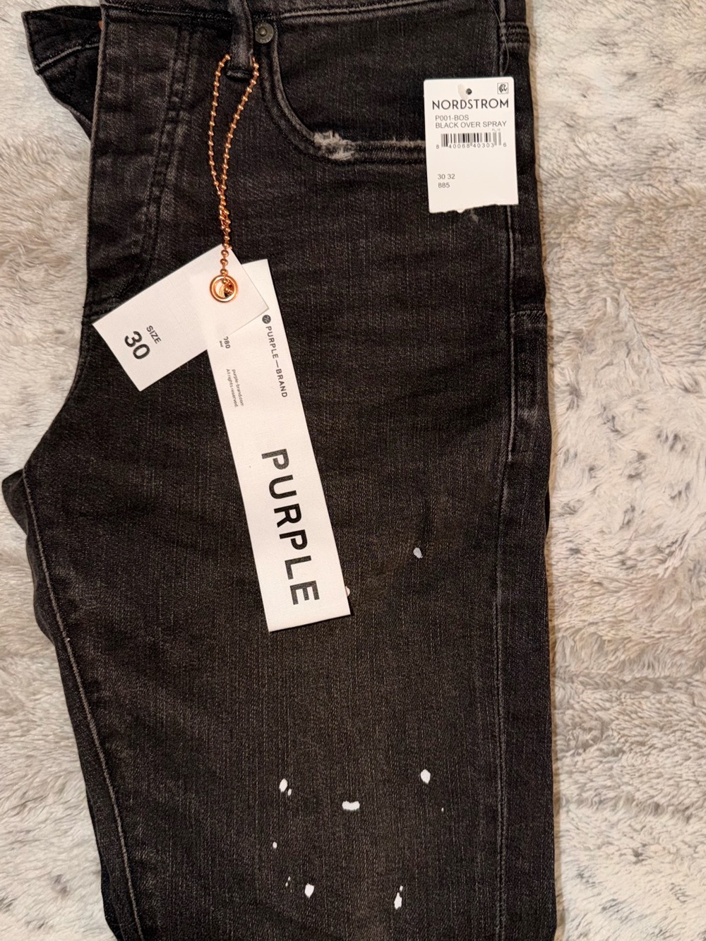 PURPLE Men's Black Skinny Jeans with Subtle Over-Spray